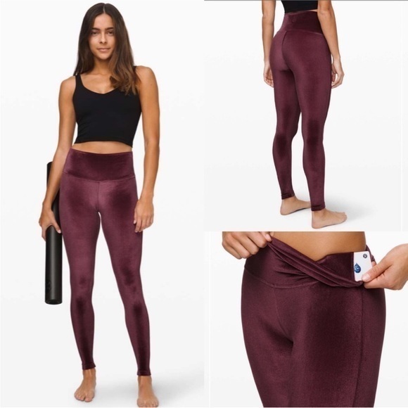Lululemon Wunder Lounge High-Rise Leggings 28” Velvet Garnet Special Edition 6 - Picture 1 of 9